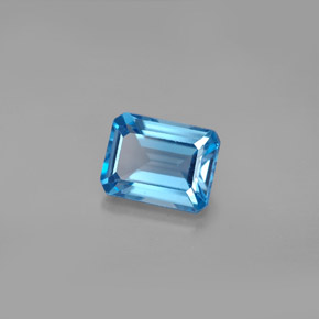 2.06캐럿 천연 스위스 블루 토파즈, 에메랄드 컷, 8×6.1 mm, VS