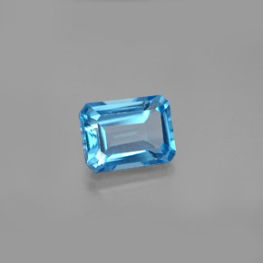 2.07캐럿 천연 스위스 블루 토파즈, 에메랄드 컷, 8.1×6.1 mm, VS