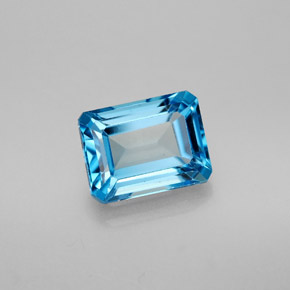2.18캐럿 천연 스위스 블루 토파즈, 에메랄드 컷, 8.1×6.1 mm, VS