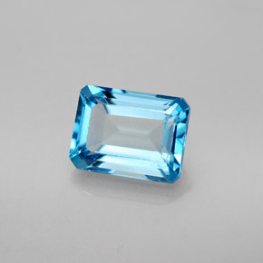 2.18캐럿 천연 스위스 블루 토파즈, 에메랄드 컷, 8.1×6.1 mm, VS