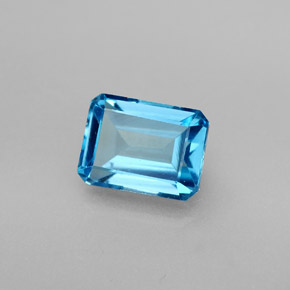 2.25캐럿 천연 스위스 블루 토파즈, 에메랄드 컷, 8.1×6 mm, VS