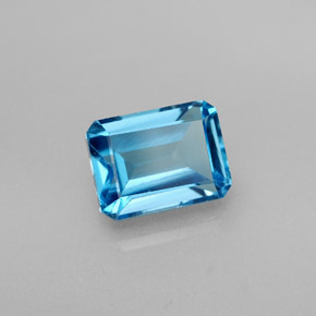 2.25캐럿 천연 스위스 블루 토파즈, 에메랄드 컷, 8.1×6 mm, VS