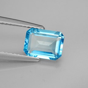 2.05캐럿 천연 스위스 블루 토파즈, 에메랄드 컷, 8.2×6.1 mm, VS