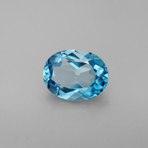 2.33캐럿 천연 스위스 블루 토파즈, 타원형 컷, 9.2×7.2 mm, VVS