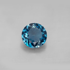 2.22캐럿 천연 런던 블루 토파즈, 라운드 컷, 8.10 mm, VVS-VS