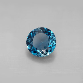 2.22캐럿 천연 런던 블루 토파즈, 라운드 컷, 8.10 mm, VVS-VS