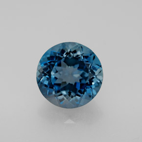 2.66캐럿 천연 런던 블루 토파즈, 라운드 컷, 8.13 mm, VVS-VS