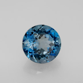 2.66캐럿 천연 런던 블루 토파즈, 라운드 컷, 8.13 mm, VVS-VS