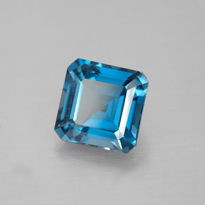 3.26캐럿 천연 런던 블루 토파즈, 에메랄드 컷, 8×8 mm, VS