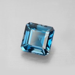 3.24캐럿 천연 런던 블루 토파즈, 에메랄드 컷, 8×8 mm, VVS-VS