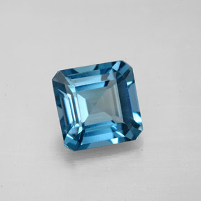 2.83캐럿 천연 런던 블루 토파즈, 에메랄드 컷, 8×7.9 mm, VVS-VS