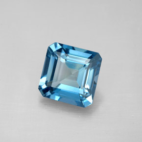 2.83캐럿 천연 런던 블루 토파즈, 에메랄드 컷, 8×7.9 mm, VVS-VS