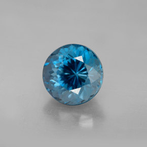 2.56캐럿 천연 런던 블루 토파즈, 라운드 컷, 7.80 mm, VVS-VS