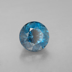 2.56캐럿 천연 런던 블루 토파즈, 라운드 컷, 7.80 mm, VVS-VS