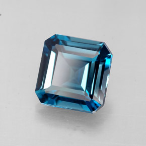 2.06캐럿 천연 런던 블루 토파즈, 에메랄드 컷, 7.4×7.3 mm, VVS-VS