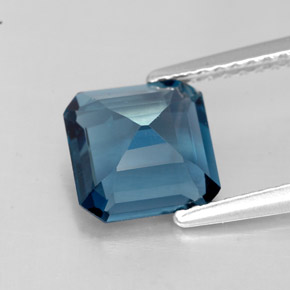 2.06캐럿 천연 런던 블루 토파즈, 에메랄드 컷, 7.4×7.3 mm, VVS-VS