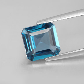 2.40캐럿 천연 런던 블루 토파즈, 에메랄드 컷, 8×8 mm, VVS-VS