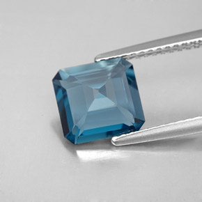 2.40캐럿 천연 런던 블루 토파즈, 에메랄드 컷, 8×8 mm, VVS-VS