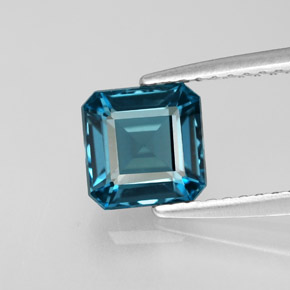 1.66캐럿 천연 런던 블루 토파즈, 에메랄드 컷, 6.4×6.3 mm, VVS-VS