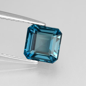 1.66캐럿 천연 런던 블루 토파즈, 에메랄드 컷, 6.4×6.3 mm, VVS-VS