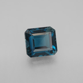 2.49캐럿 천연 런던 블루 토파즈, 에메랄드 컷, 7.8×7.2 mm, VVS-VS
