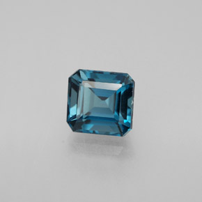 2.14캐럿 천연 런던 블루 토파즈, 에메랄드 컷, 6.9×6.5 mm, VVS-VS