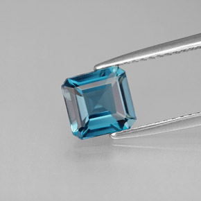 1.45캐럿 천연 런던 블루 토파즈, 에메랄드 컷, 6.7×6.6 mm, VS