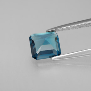 1.45캐럿 천연 런던 블루 토파즈, 에메랄드 컷, 6.7×6.6 mm, VS