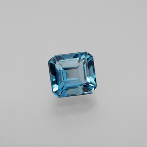 1.85캐럿 천연 런던 블루 토파즈, 에메랄드 컷, 6.5×6 mm, VVS-VS