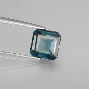 1.83캐럿 천연 런던 블루 토파즈, 에메랄드 컷, 6.9×6.8 mm, VVS-VS