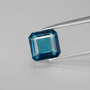 1.43캐럿 천연 런던 블루 토파즈, 에메랄드 컷, 7×6.8 mm, VVS-VS