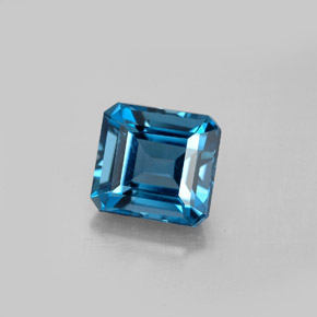 2.96캐럿 천연 런던 블루 토파즈, 에메랄드 컷, 8.1×7.4 mm, VVS-VS