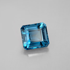 2.96캐럿 천연 런던 블루 토파즈, 에메랄드 컷, 8.1×7.4 mm, VVS-VS