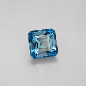 2.05캐럿 천연 런던 블루 토파즈, 에메랄드 컷, 6.9×6.9 mm, VVS-VS