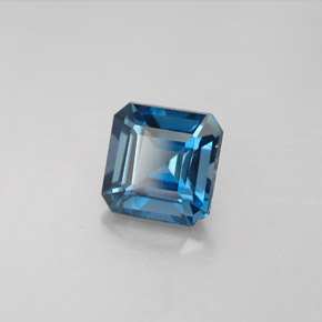 2.28캐럿 천연 런던 블루 토파즈, 에메랄드 컷, 7.4×7.2 mm, VVS-VS