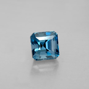 1.87캐럿 천연 런던 블루 토파즈, 에메랄드 컷, 6.2×6.1 mm, VVS-VS
