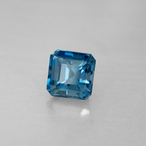 1.87캐럿 천연 런던 블루 토파즈, 에메랄드 컷, 6.2×6.1 mm, VVS-VS