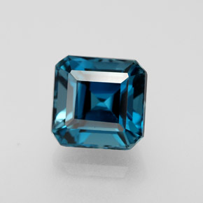 2.38캐럿 천연 런던 블루 토파즈, 에메랄드 컷, 7×6.8 mm, VVS-VS
