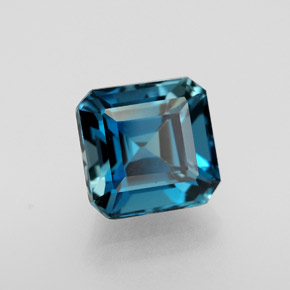 2.38캐럿 천연 런던 블루 토파즈, 에메랄드 컷, 7×6.8 mm, VVS-VS