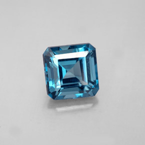 2.42캐럿 천연 런던 블루 토파즈, 에메랄드 컷, 7.3×7.3 mm, VS