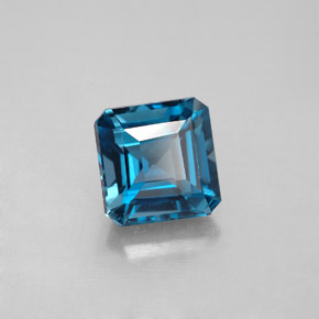 2.32캐럿 천연 런던 블루 토파즈, 에메랄드 컷, 7.1×7.1 mm, VS