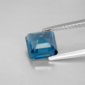 2.32캐럿 천연 런던 블루 토파즈, 에메랄드 컷, 7.1×7.1 mm, VS