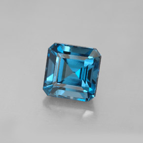 2.61캐럿 천연 런던 블루 토파즈, 에메랄드 컷, 7.3×7.2 mm, VVS-VS