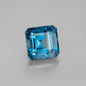 2.61캐럿 천연 런던 블루 토파즈, 에메랄드 컷, 7.3×7.2 mm, VVS-VS