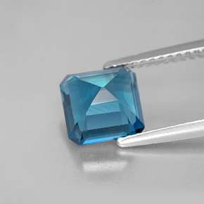 2.61캐럿 천연 런던 블루 토파즈, 에메랄드 컷, 7.3×7.2 mm, VVS-VS