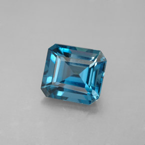 2.64캐럿 천연 런던 블루 토파즈, 에메랄드 컷, 8.1×7.4 mm, VVS-VS