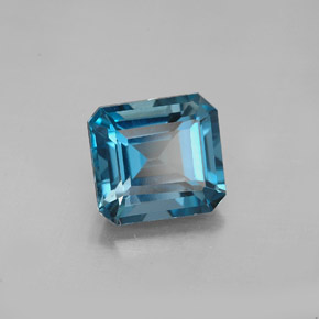 2.64캐럿 천연 런던 블루 토파즈, 에메랄드 컷, 8.1×7.4 mm, VVS-VS