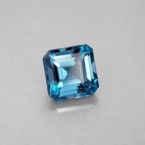 2.16캐럿 천연 런던 블루 토파즈, 에메랄드 컷, 7.1×7.1 mm, VVS-VS