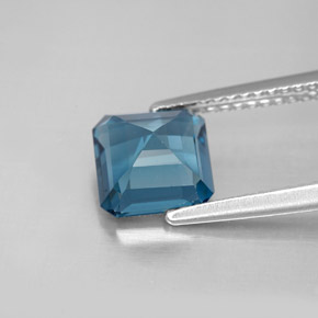 2.16캐럿 천연 런던 블루 토파즈, 에메랄드 컷, 7.1×7.1 mm, VVS-VS