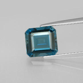 2.71캐럿 천연 런던 블루 토파즈, 에메랄드 컷, 8.2×7.6 mm, VVS-VS